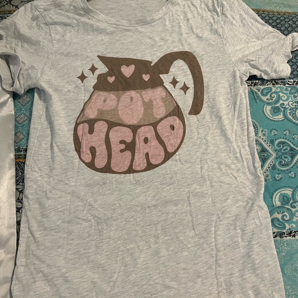 Gray T-Shirt with Coffee Pot Graphic